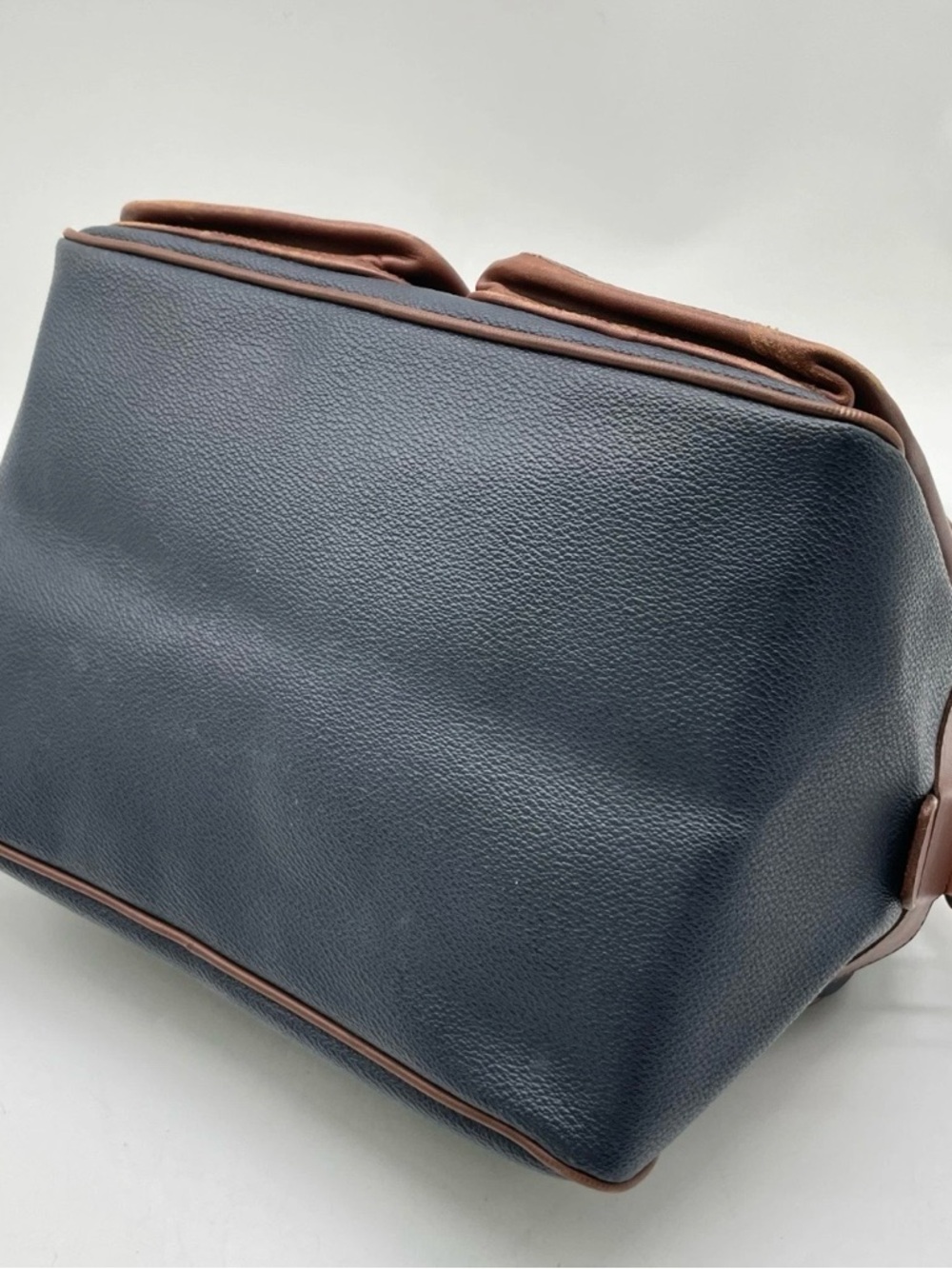 Burberry Navy and Brown Leather Trim Messenger Bag - Picture 6 of 10